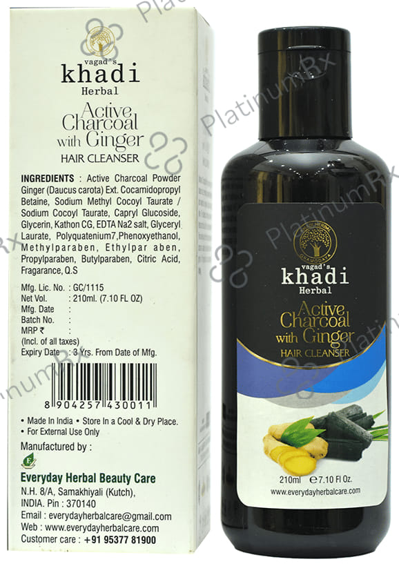 Vagad's Khadi Herbal Hair Cleanser Active Charcoal with Ginger
