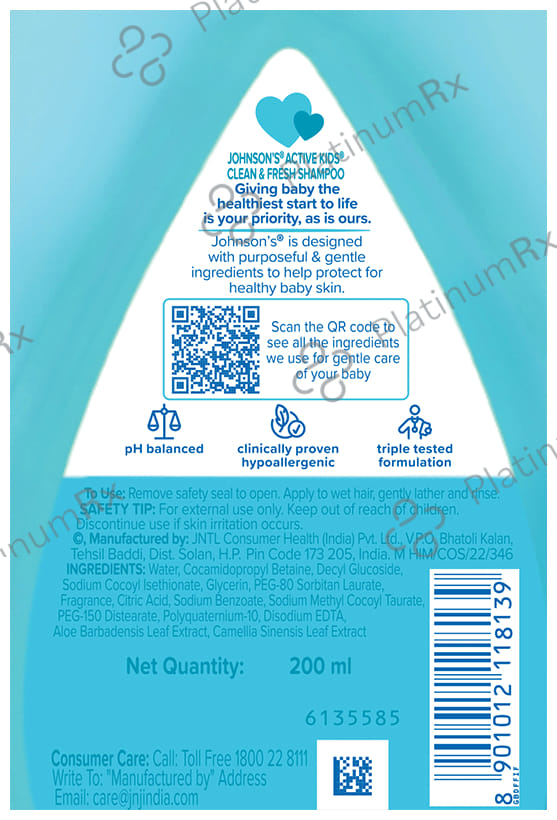 Johnson's Active Kids Clean & Fresh Shampoo 200ml