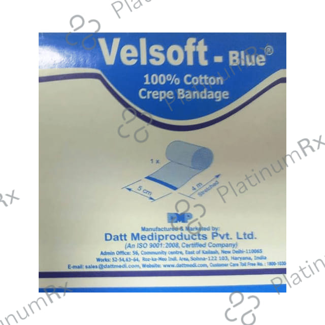 Velsoft -Blue 100% Cotton Crepe Bandage 5cm x 4m