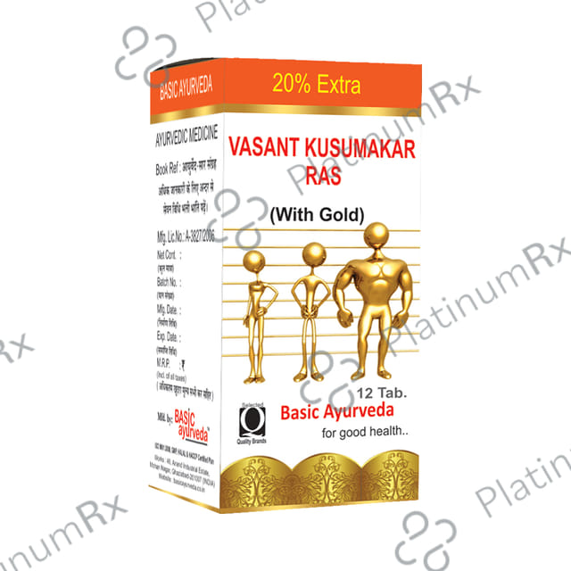 Basic Ayurveda Vasant Kusumakar Ras with Gold 12 tablets