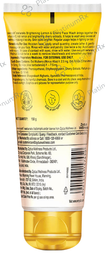 Everyuth Naturals Brightening Lemon & Cherry Face Wash 150 gm