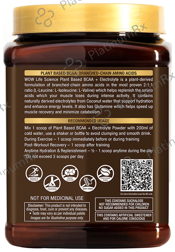 WOW Life Science Plant Based BCAA Powder Litchi