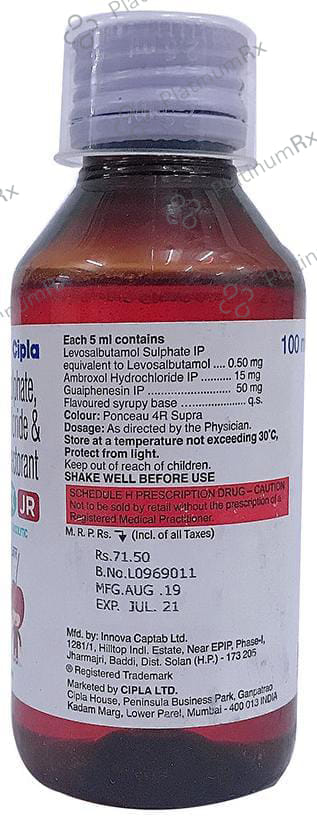 Asthalin AX JR15/50/0.5mg Expectorant 100ml