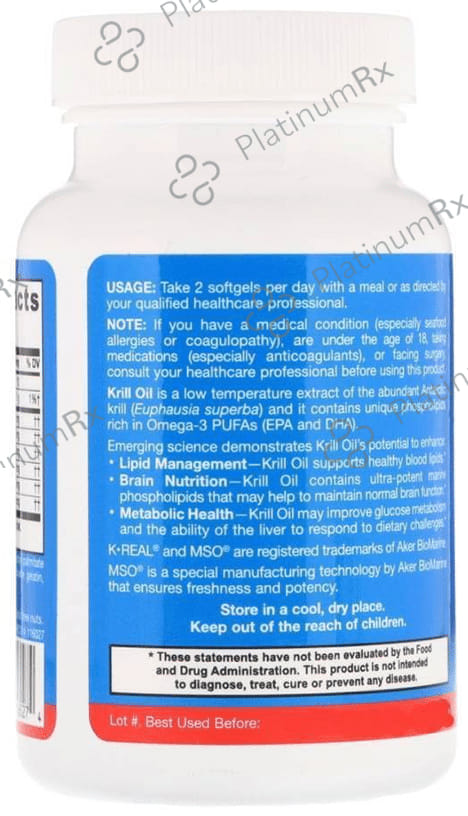 Jarrow Formulas Krill Oil Omega 3 Soft Gelatin Capsule