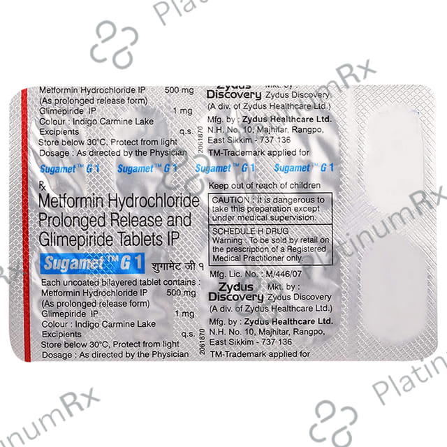 Sugamet G 1/500mg Tablet PR 10s