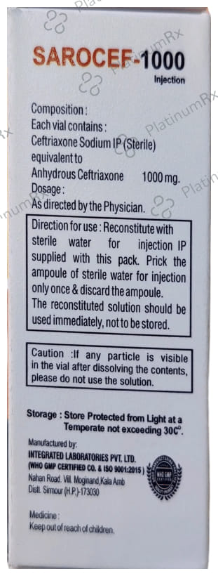 Sarocef 1000 Injection
