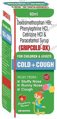 Gripcold-DX Syrup Strawberry Sugar Free
