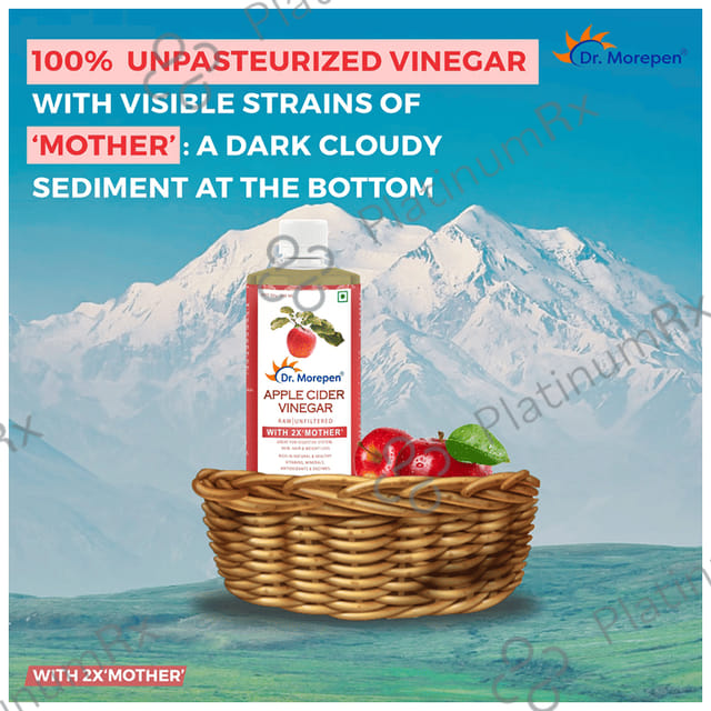 Dr. Morepen Apple Cider Vinegar ACV with 2X 'Mother' - For Weight Management & Digestion