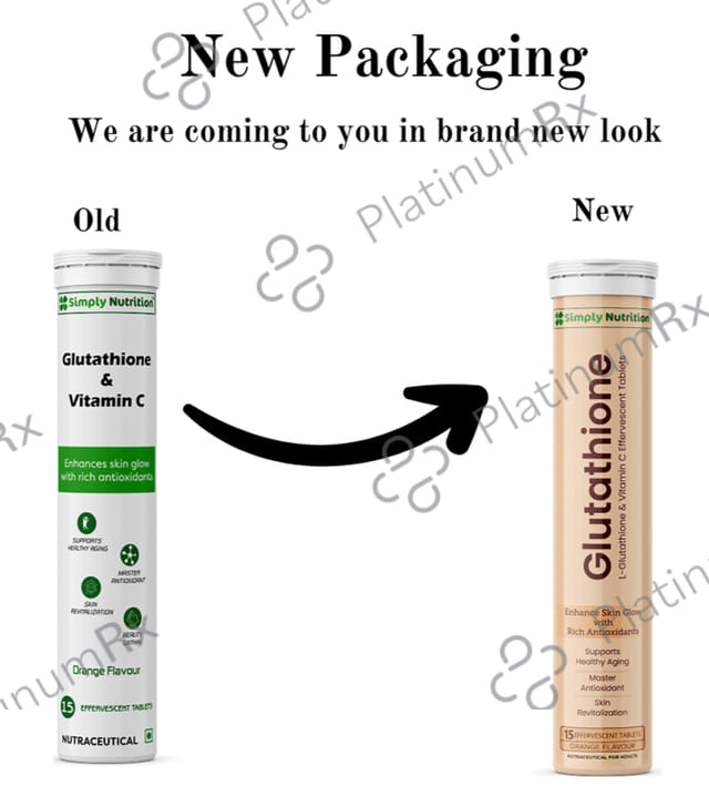 Simply Nutrition Glutathione & Vitamin C for Skin & Antioxidant Support - Flavour Orange Effervescent Tablet