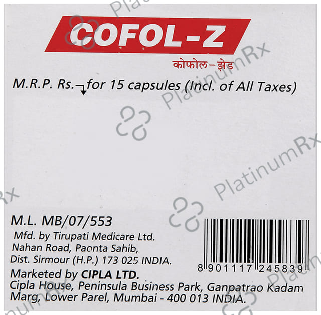 Cofol Z 0.5/50/22.5mg Capsule 15s