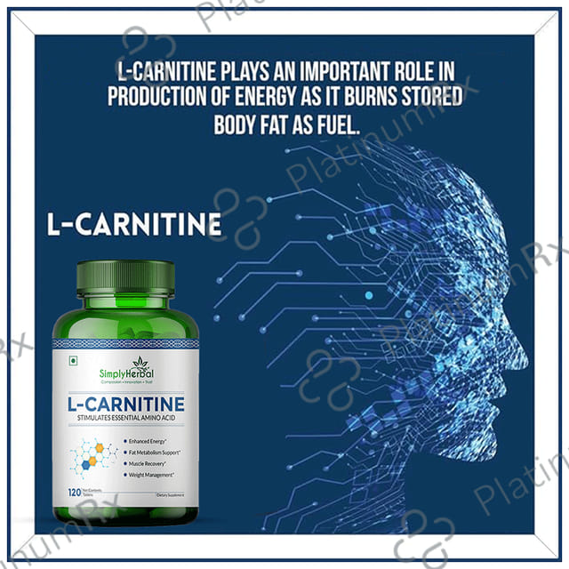 Simply Herbal L-Carnitine 500mg - Amino Acid for Endurance, Weight Management & Muscle Function - Tablet