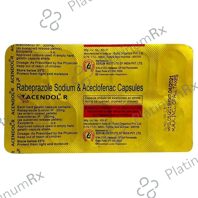 Acendol R 200/20mg Capsule SR 10s