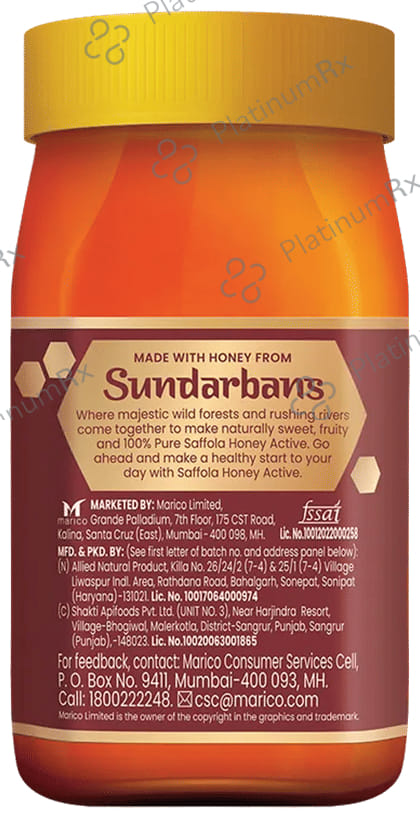Saffola Honey Active Made with Sundarban Forest Honey No Sugar Adulteration 500gm