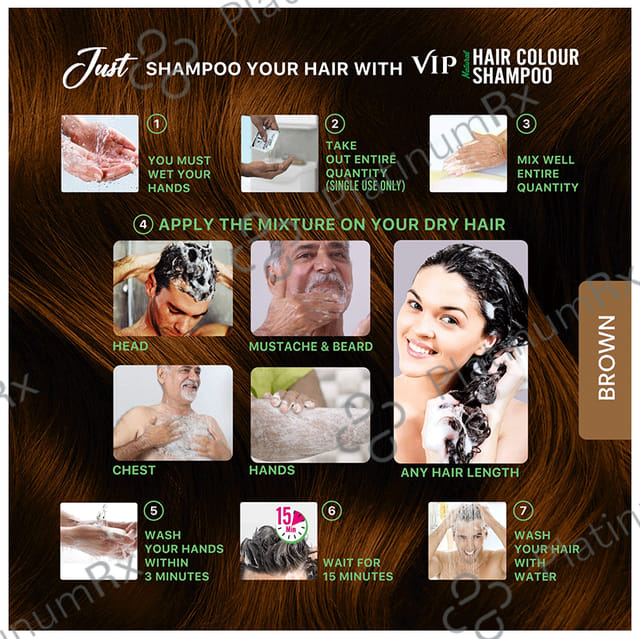 VIP Natural Hair Colour Brown Shampoo 20ml
