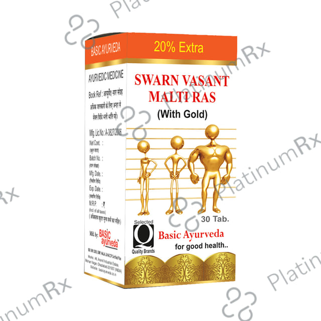 Basic Ayurveda Swarn Vasant Malti Ras with Gold 30 tablets