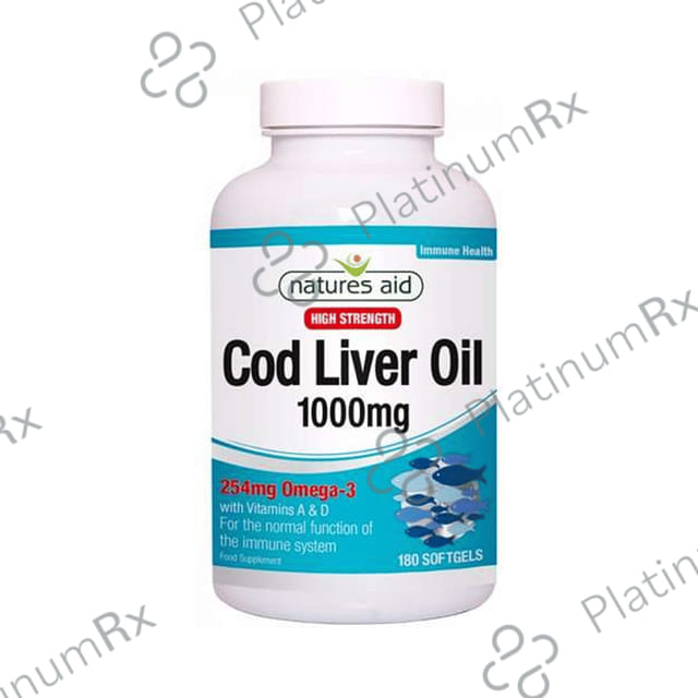 Natures Aid Cod Liver Oil 1000mg Softgels 180 capsules