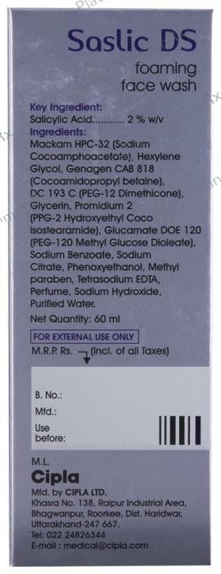 Saslic DS Foaming Face Wash 60ml