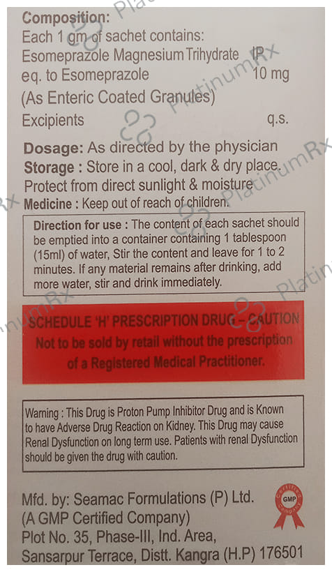 Nexio Junior Delayed 10mg Release Granules Orange 1gm