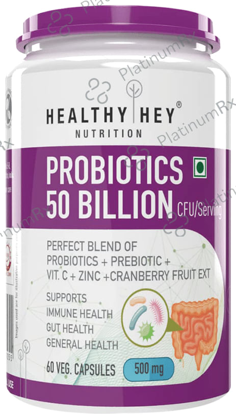 HealthyHey Nutrition Probiotics 50 Billion CFU 500mg Veg Capsule
