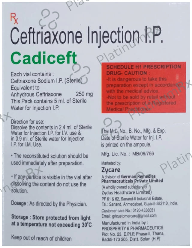 Cadiceft 250mg Injection 1s