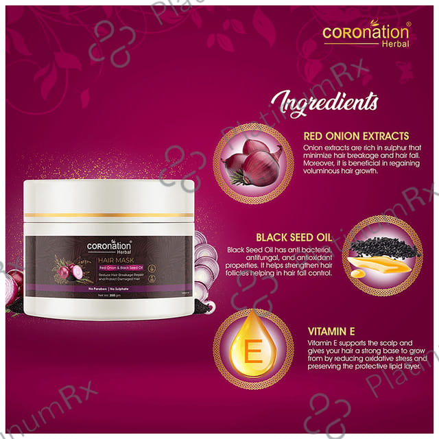 Coronation Herbal Red Onion & Black Seed Oil Hair Mask (200gm Each) 1 Pack
