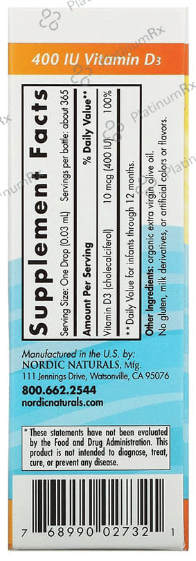 Nordic Naturals Baby's Vitamin D3 400 IU