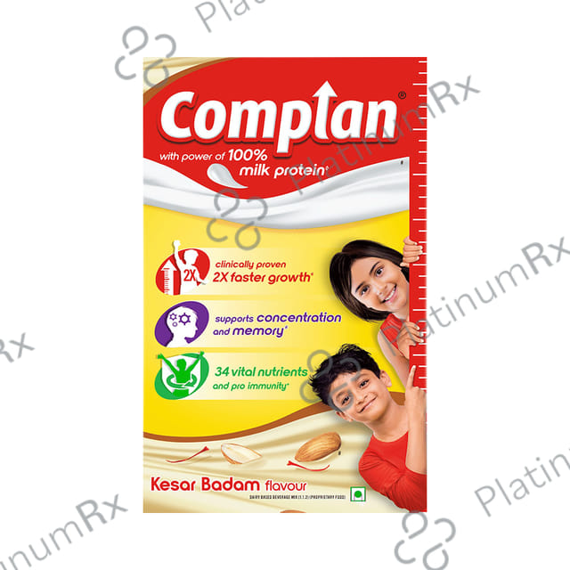 Complan 100% Milk Protein for Concentration, Memory & Growth - Flavour Kesar Badam Refill 500 gm