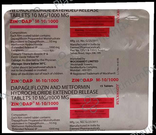 Zinodap M 10/1000 Tablet ER