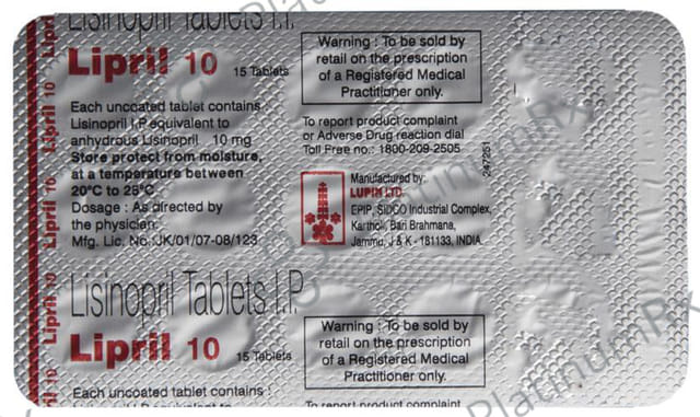 Lipril 10mg Tablet 15s