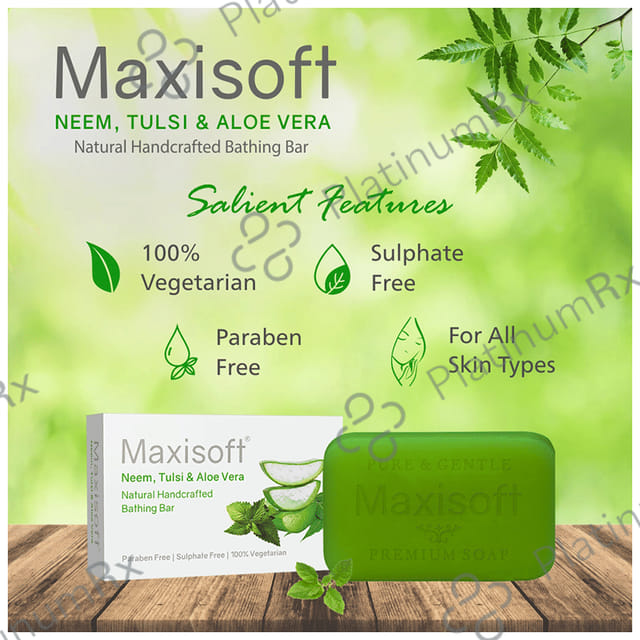 Maxisoft Neem, Tulsi & Aloe Vera Bathing Bar (75gm Each) 3 units