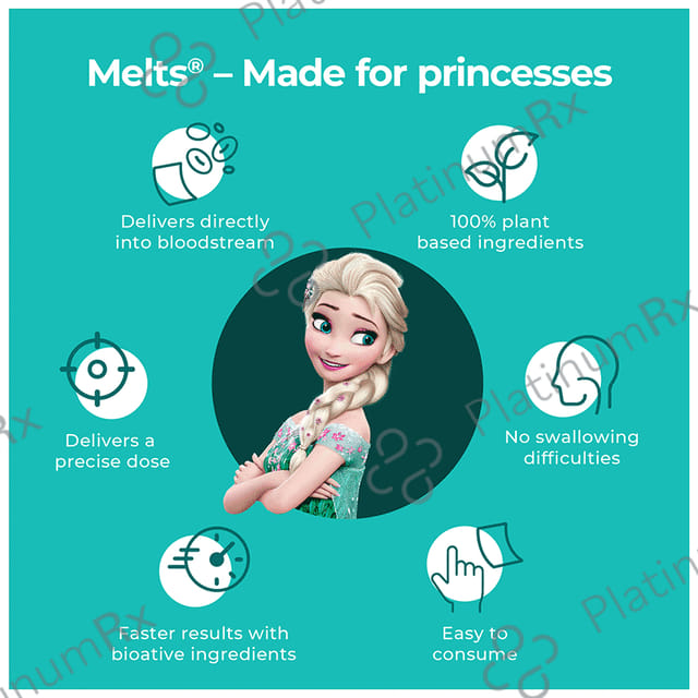 Wellbeing Nutrition Disney Frozen Melts into Natural B12 + D3 Oral Thin Strip For Energy, Growth & Development - Flavour Exotic Mango