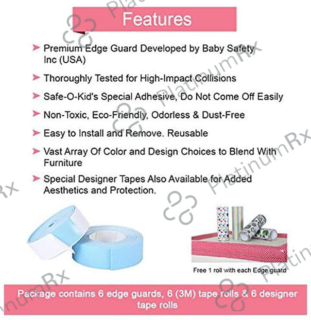 Safe-O-Kid 2mtr Long Patterned Edge Guard Rolls Blue 4 units