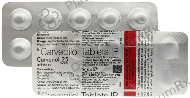Carvenol 25mg Tablet 10s