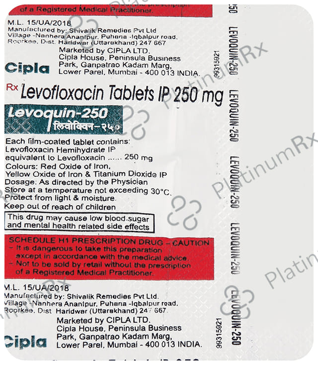 Levoquin 250mg Tablet 5s