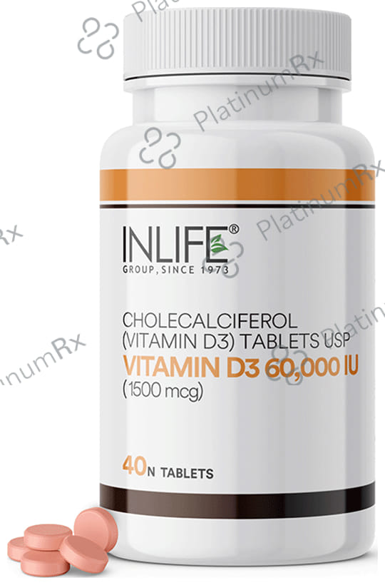 Inlife Vitamin D3 60000IU Cholecalciferol Chewable Tablet 40s