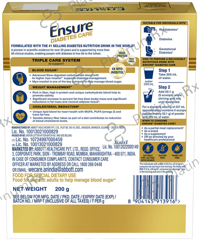 Ensure Diabetes Care Vanilla Flavour Delight Powder 200gm