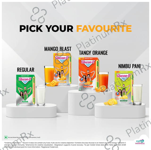 Glucon-D with Glucose, Calcium, Vitamin C & Sucrose - Flavour Mango Blast Powder