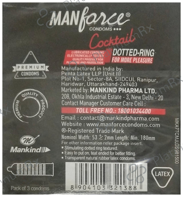 Manforce Strawberry & Vanilla Dotted Ring Cocktail Condom 3s