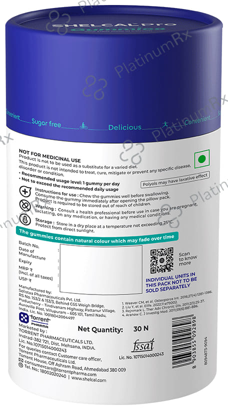 Shelcal Pro Calcium & Vitamin D3 Gummy 30s