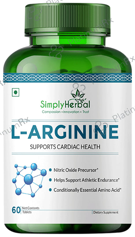 Simply Herbal L-Arginine for Muscle Support & Heart Health - Tablet