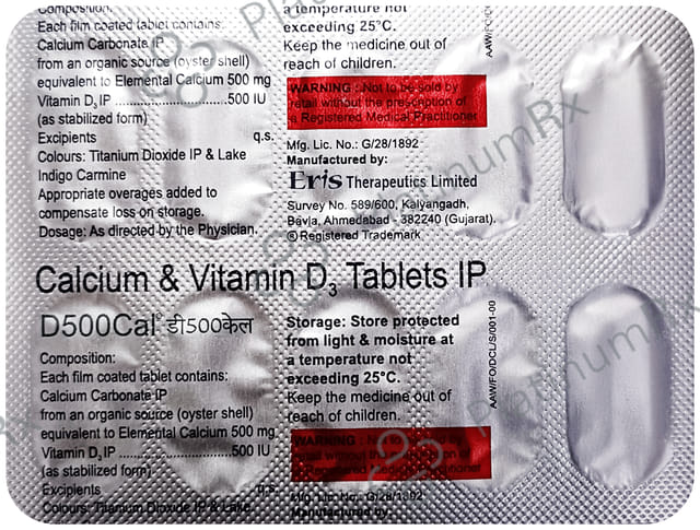 D500Cal 500mg/500IU Tablet 10s