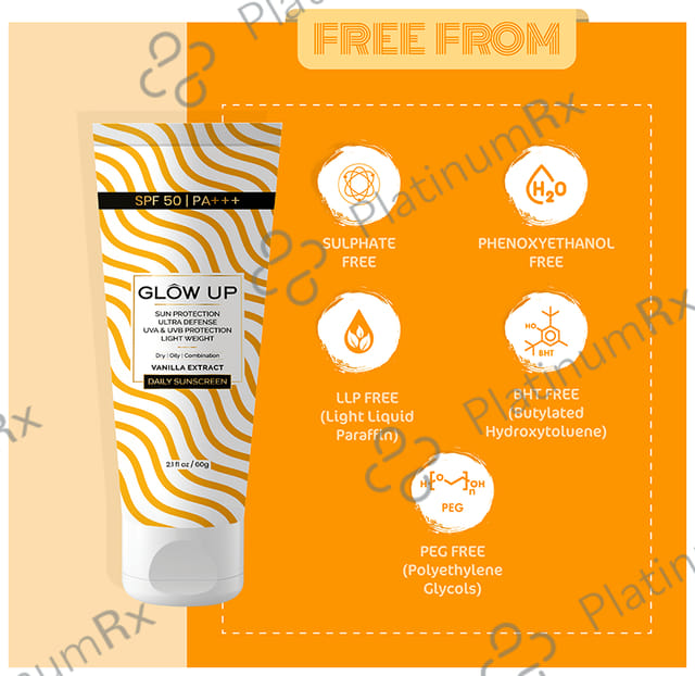 Glow Up Vanilla Extract Daily Sunscreen SPF 50 PA+++ Cream 60gm
