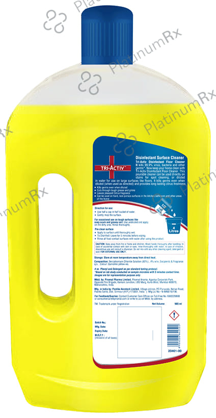 Piramal Tri-Activ Double Strong Disinfectant Floor Cleaner Citrus Fragrance 900 ml