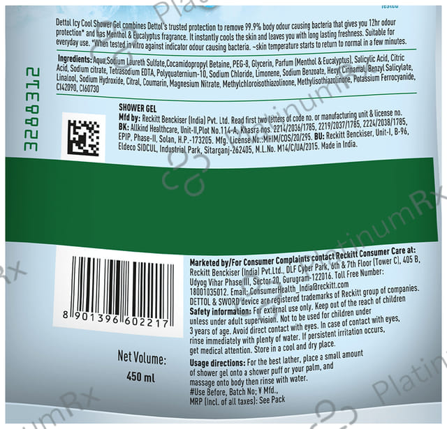 Dettol Bodywash & Shower Gel - pH Balanced & Soap Free Icy Cool Refill Pack