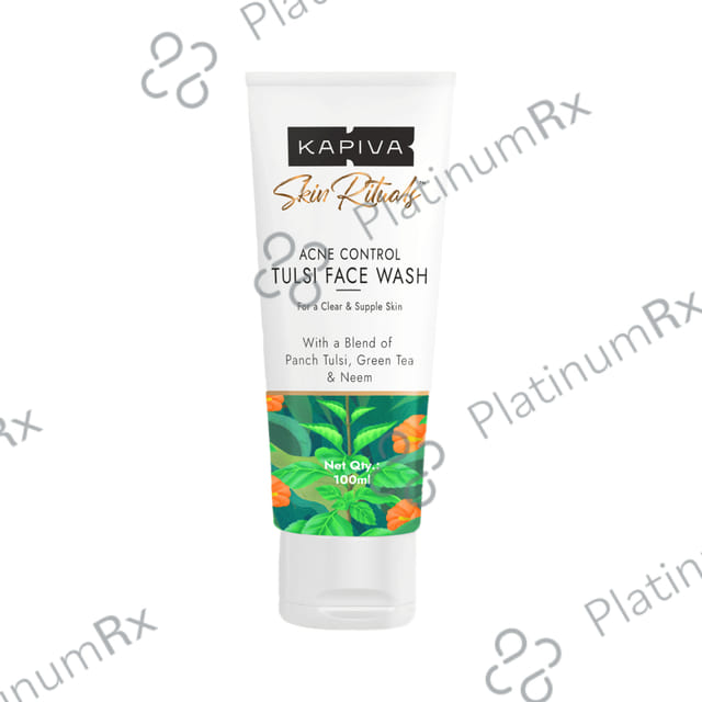 Kapiva Acne Control Tulsi Face Wash - Reduces Active Acne & Scars - For All Skin Types - 0% Parabens Face Wash