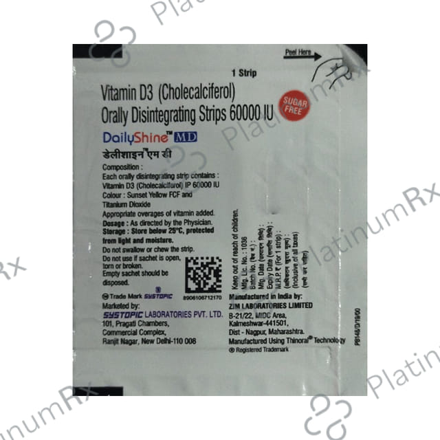 Dailyshine MD Vitamin D3 Orally Disintegrating Sugar Free Strip 1s