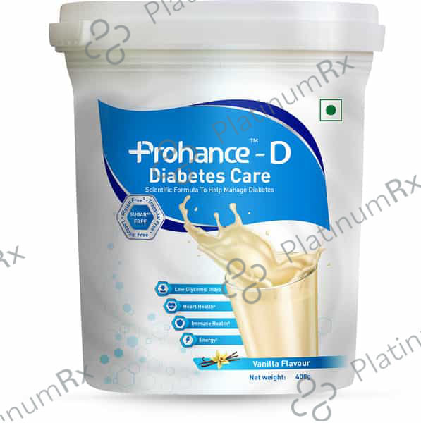 Prohance D Vanilla Diabetes Care Sugar Free Bottle Of Powder 400gm