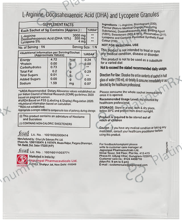 Lycored Preg Sachet Orange Sugar Free