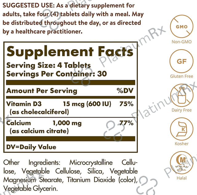 Solgar Calcium Citrate with Vitamin D3 Tablet 120s