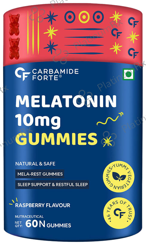 Carbamide Forte Melatonin 10mg - Veg Gummies for Sleep Support - Flavour Raspberry